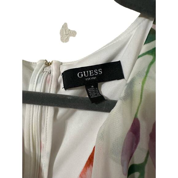 Guess Floral Printed Chiffon Ruffle High-Low Maxi Dress Summer Size 4 - Picture 6 of 7